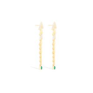 Spark Chevron Link Chandelier Earring - Emerald