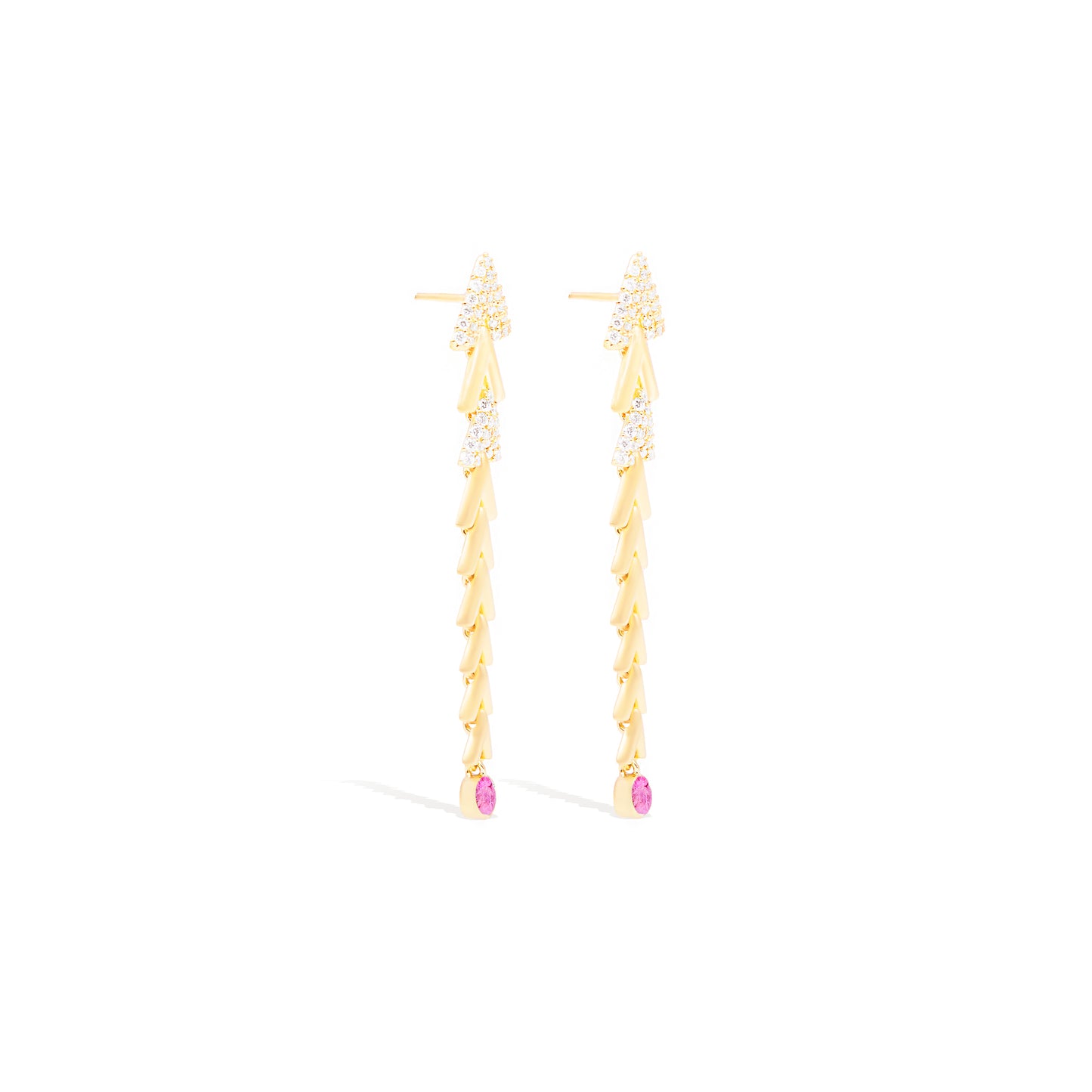 Spark Chevron Link Chandelier Earring - Pink Sapphire