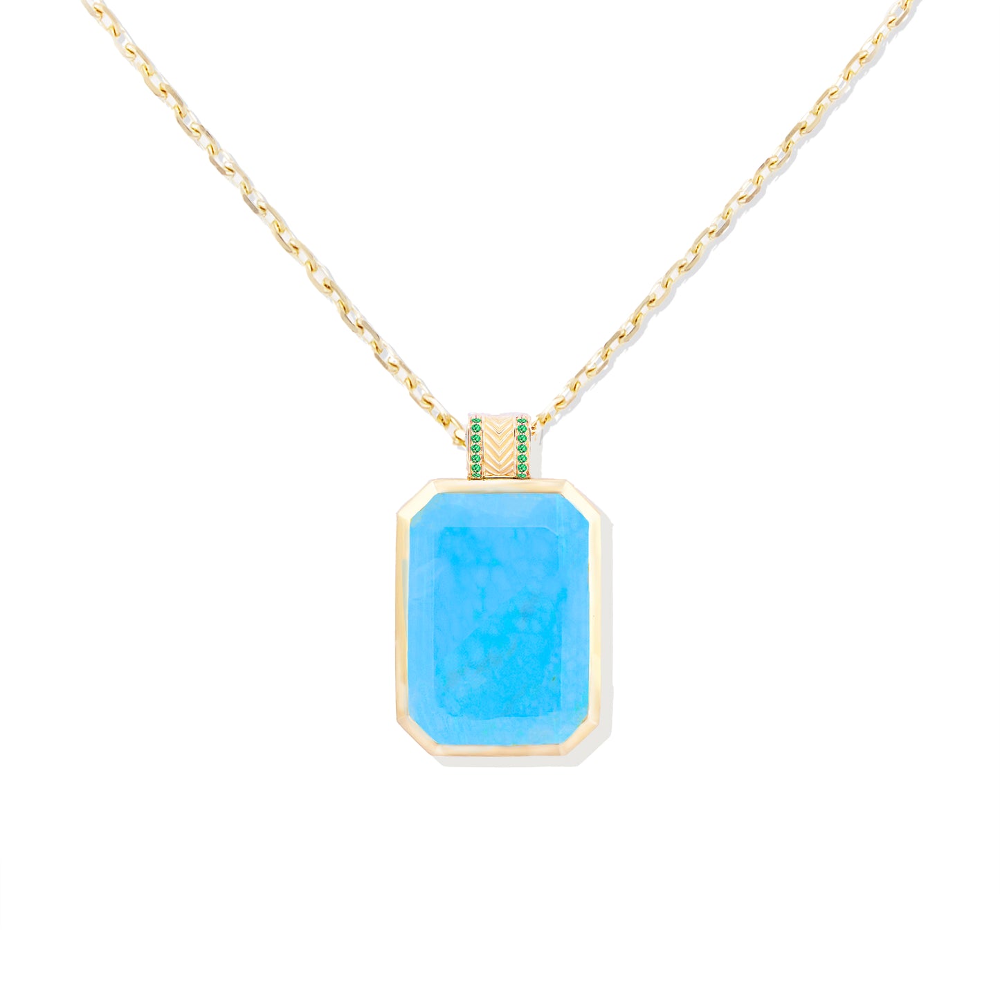 Spark Emerald Cut Pendant Necklace - Turquoise & Emerald