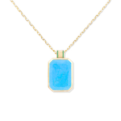 Spark Emerald Cut Pendant Necklace - Turquoise & Emerald
