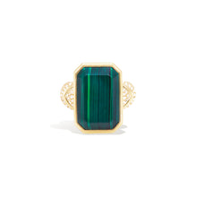 Load image into Gallery viewer, Spark Chevron Emerald Cut Cocktail Ring - Malachite &amp; Diamond
