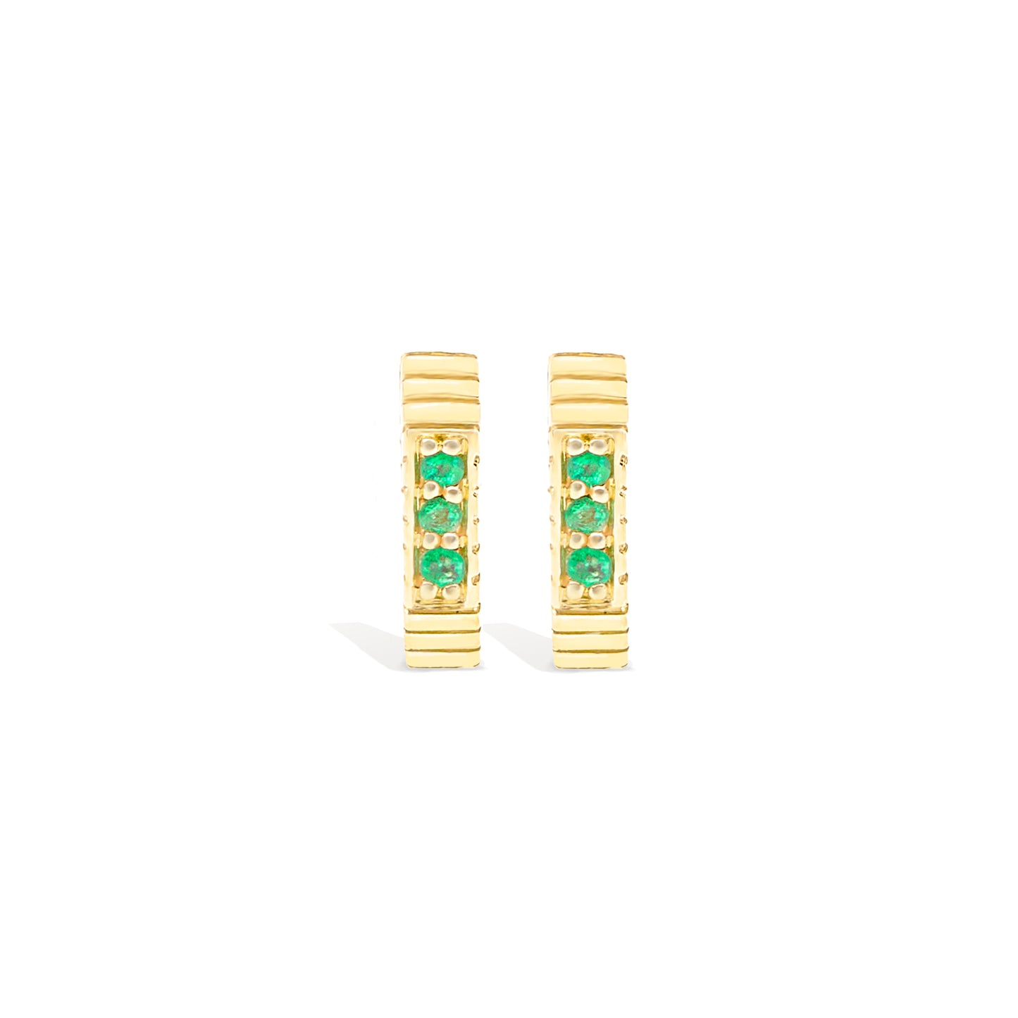 Spark Octagon Huggie - Emerald