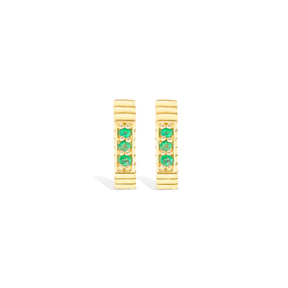 Spark Octagon Huggie - Emerald