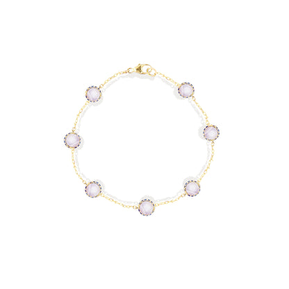 Found Cabochon Station Bracelet - Blue Lace Agate & Blue Sapphire