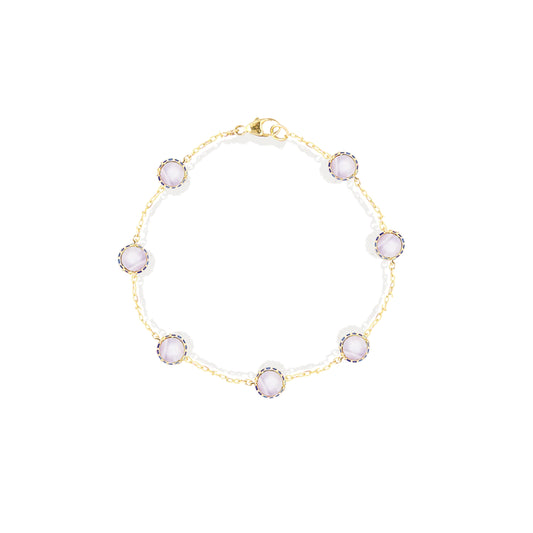 Found Cabochon Station Bracelet - Blue Lace Agate & Blue Sapphire