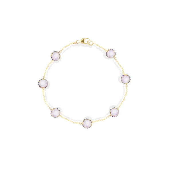 Found Cabochon Station Bracelet - Blue Lace Agate & Blue Sapphire