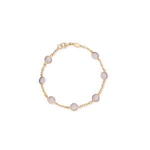 Found Cabochon Station Bracelet - Blue Lace Agate & Blue Sapphire