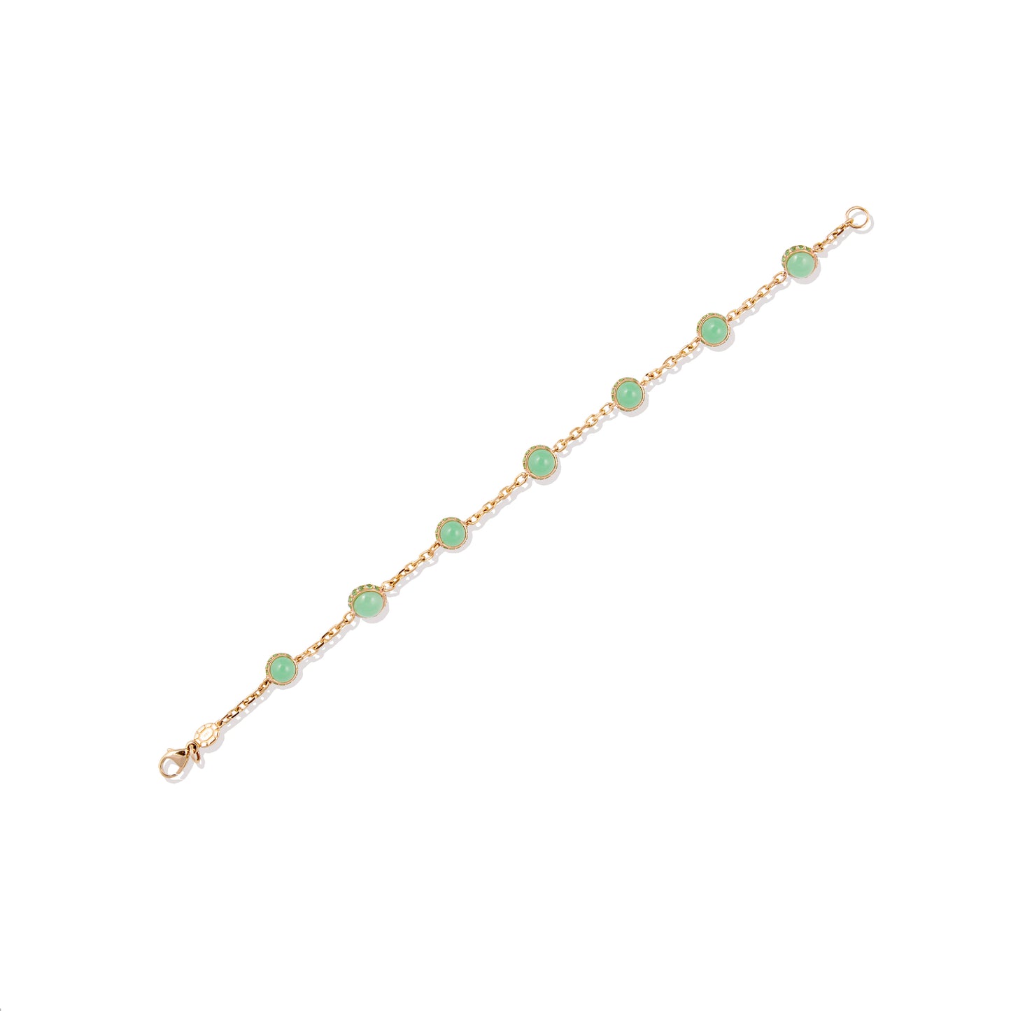 Found Cabochon Station Bracelet - Chrysoprase & Tsavorite