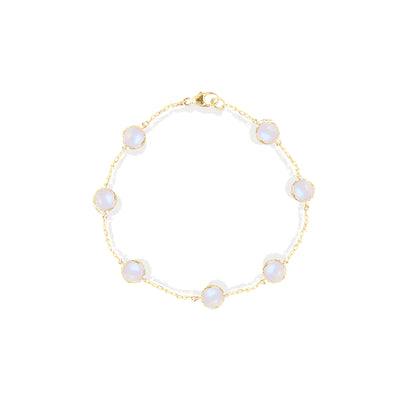 Found Cabochon Station Bracelet - Moonstone & Diamond