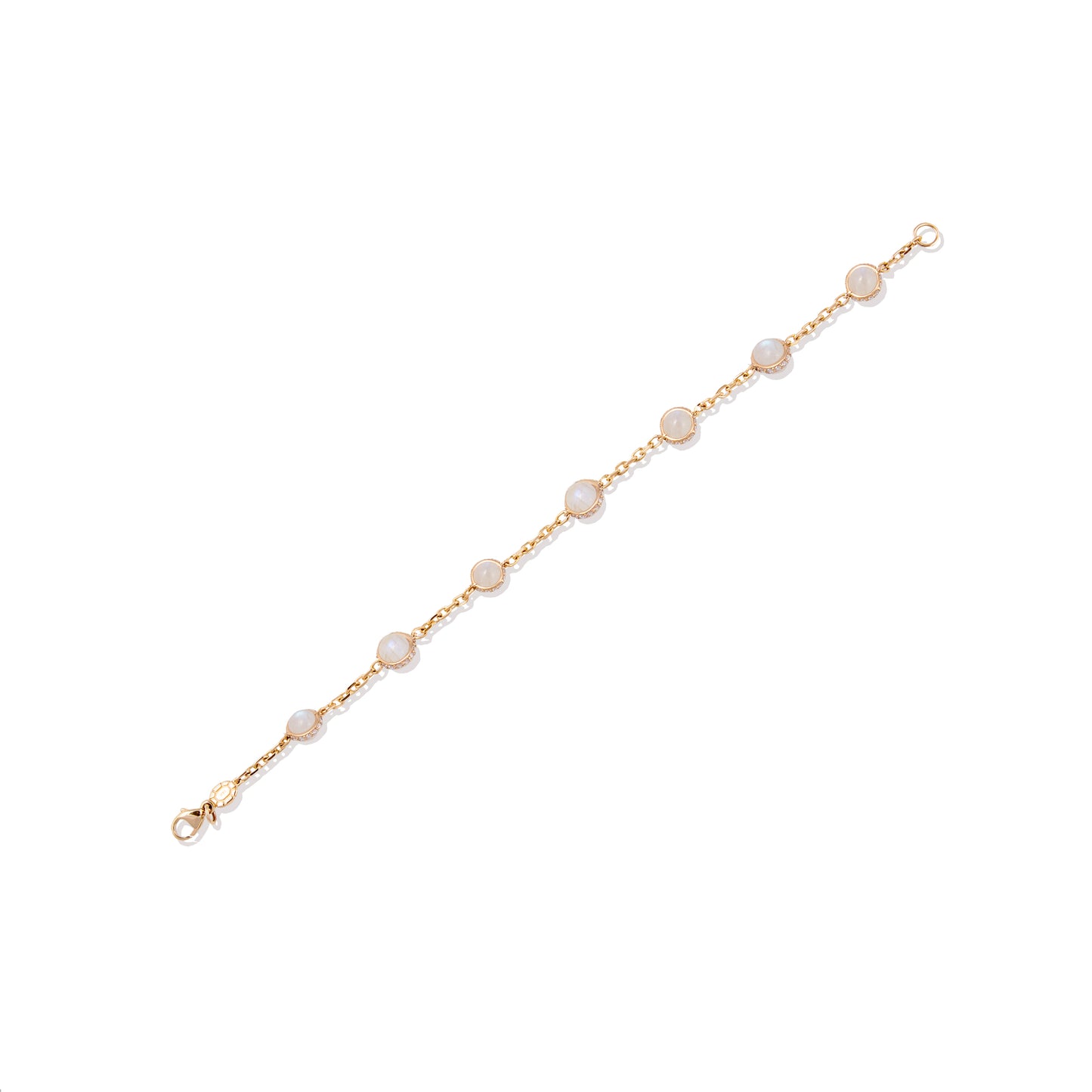 Found Cabochon Station Bracelet - Moonstone & Diamond