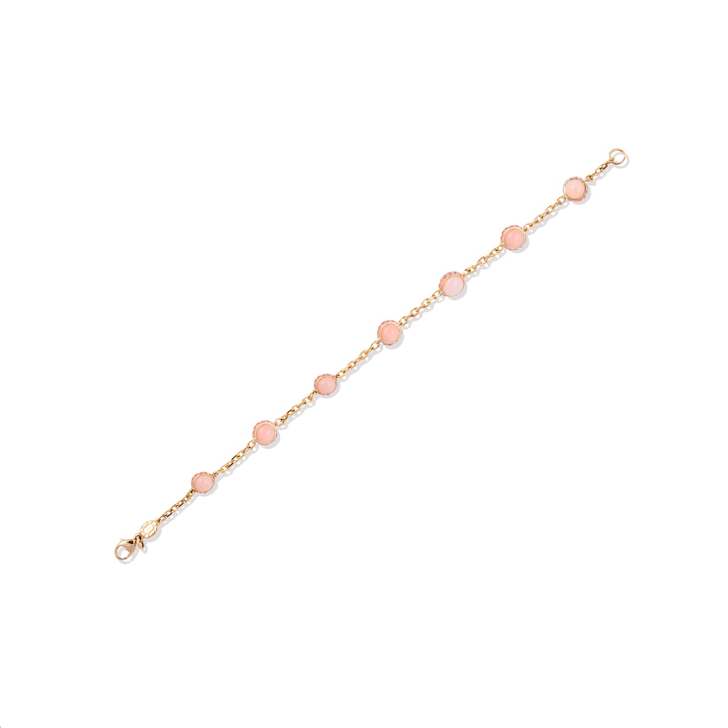 Found Cabochon Station Bracelet - Pink Opal & Pink Sapphire