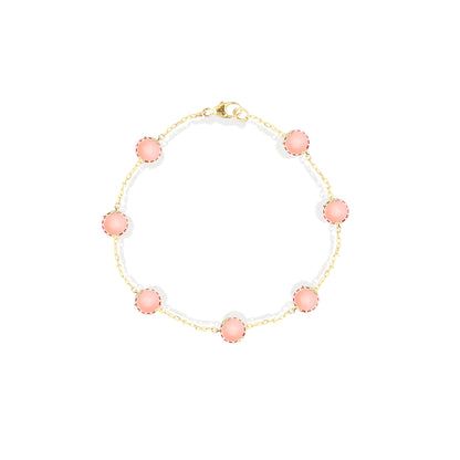 Found Cabochon Station Bracelet - Pink Opal & Pink Sapphire