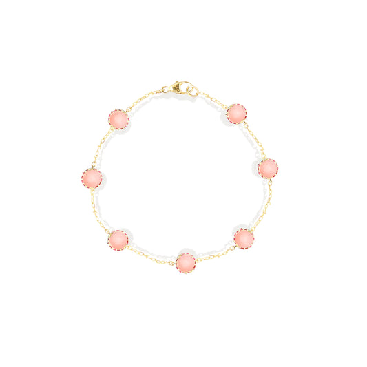 Found Cabochon Station Bracelet - Pink Opal & Pink Sapphire
