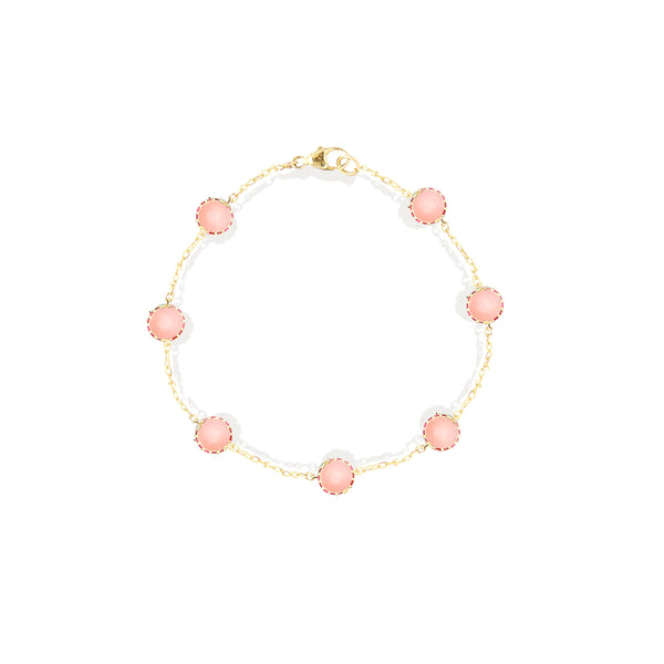 Found Cabochon Station Bracelet - Pink Opal & Pink Sapphire