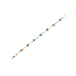 Found Cabochon Station Bracelet - Turquoise & Pink Sapphire