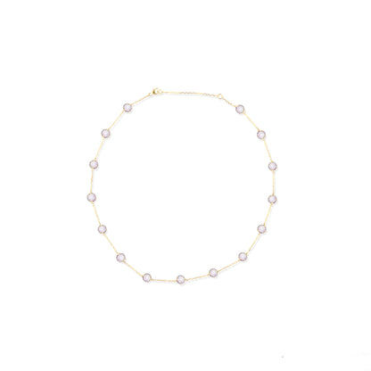 Found Cabochon Station Necklace - Blue Lace Agate & Blue Sapphire