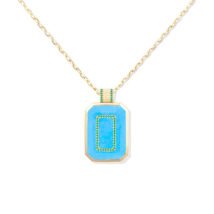 Spark Emerald Cut Pendant Necklace - Turquoise & Emerald