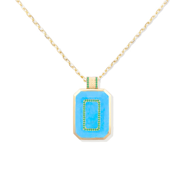 Spark Emerald Cut Pendant Necklace - Turquoise & Emerald