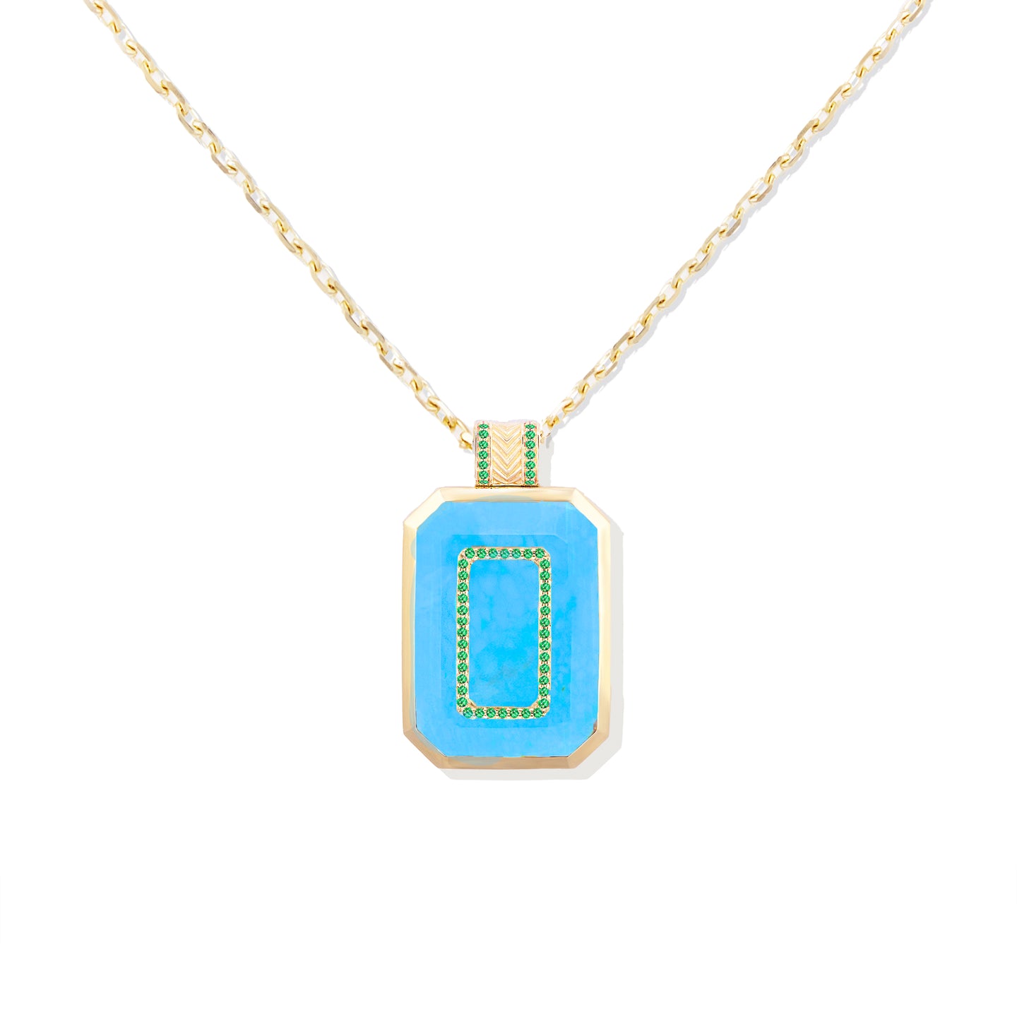 Spark Emerald Cut Pendant Necklace - Turquoise & Emerald