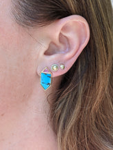 Load image into Gallery viewer, Found Hexagon Stud Earrings - Turquoise, Pink Sapphire &amp; Diamond
