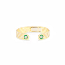 Load image into Gallery viewer, Found Cabochon Cuff Bracelet - Opal &amp; Tsavorite
