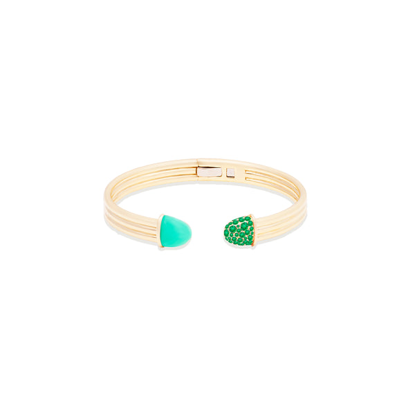 Found Cap Cuff Bracelet - Chrysoprase & Tsavorite