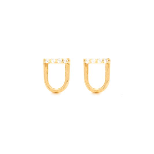 Found Curve Link Stud Earring