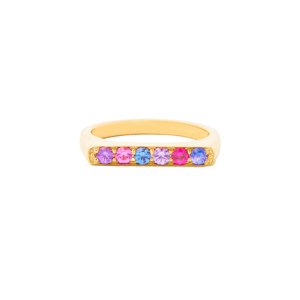 The Edge Straight Stacking Ring - Multi Color Sapphire
