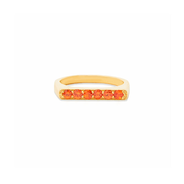 Edge Straight Stacking Ring - Orange Sapphire