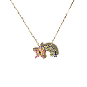JuJu Shooting Star Charm Necklace - Pink & Blue