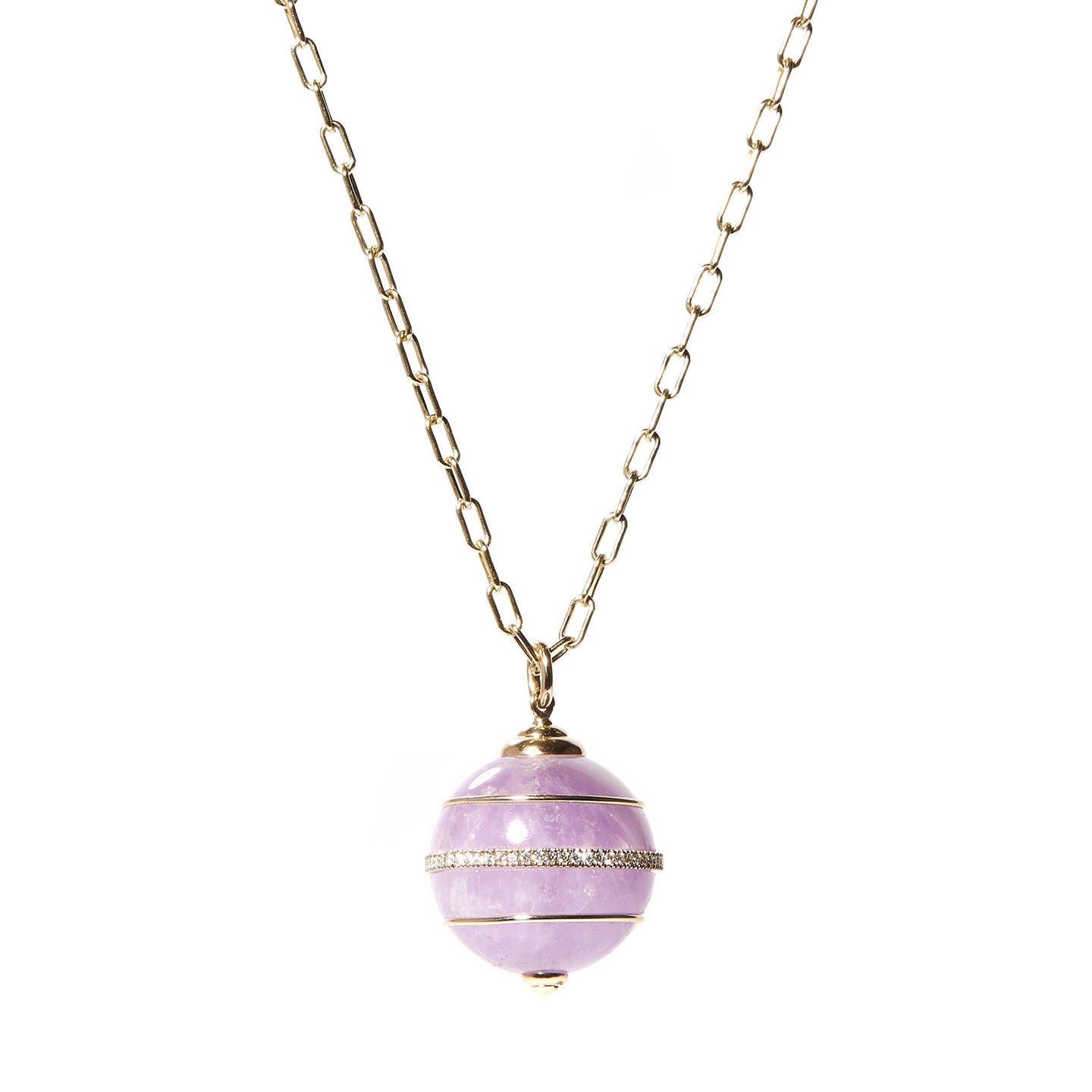 Found Sphere Pendant Necklace - Amethyst
