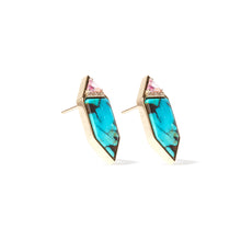 Load image into Gallery viewer, Found Hexagon Stud Earrings - Turquoise, Pink Sapphire &amp; Diamond
