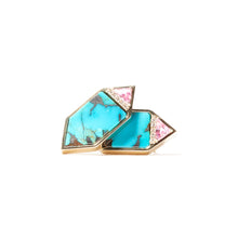 Load image into Gallery viewer, Found Hexagon Stud Earrings - Turquoise, Pink Sapphire &amp; Diamond
