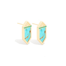 Load image into Gallery viewer, Spark Hexagon Stud Earring - Turquoise &amp; Emerald
