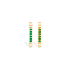 Load image into Gallery viewer, Spark Octagon Hoop Earring - Emerald
