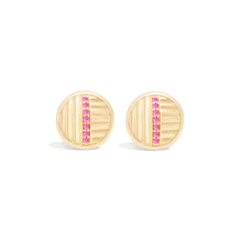 Load image into Gallery viewer, Found Ribbed Stud Earring - Pink Sapphire
