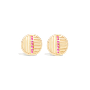 Found Ribbed Stud Earring - Pink Sapphire