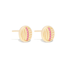 Load image into Gallery viewer, Found Ribbed Stud Earring - Pink Sapphire

