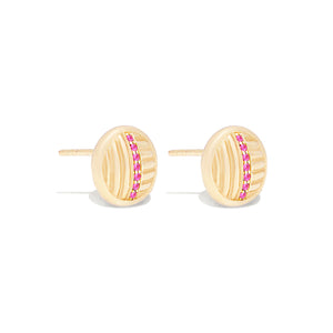 Found Ribbed Stud Earring - Pink Sapphire