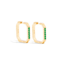 Load image into Gallery viewer, Spark Octagon Hoop Earring - Emerald
