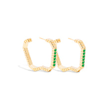 Load image into Gallery viewer, Spark Octagon Hoop Earring - Emerald
