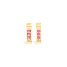 Load image into Gallery viewer, Spark Octagon Huggie - Pink Sapphire
