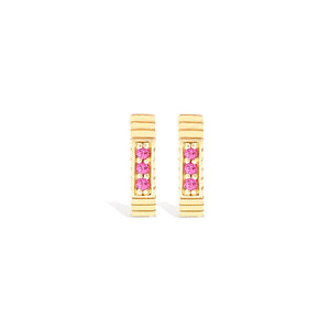 Spark Octagon Huggie - Pink Sapphire
