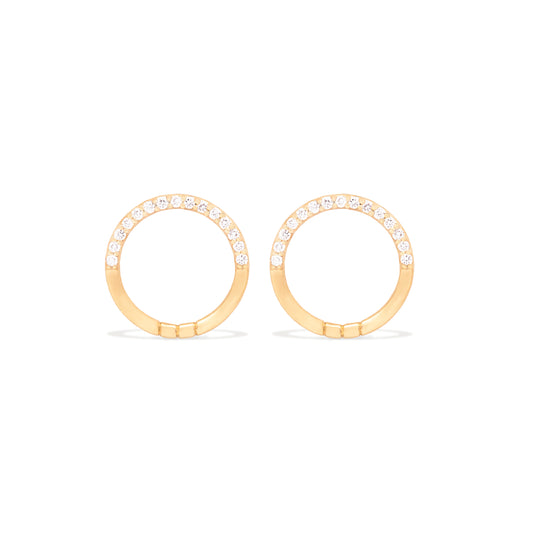 Crew Half Moon Stud Earrings - Diamond