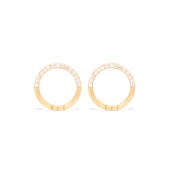 Crew Half Moon Stud Earrings - Diamond