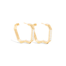 Load image into Gallery viewer, Spark Octagon Hoop Earring - Diamond
