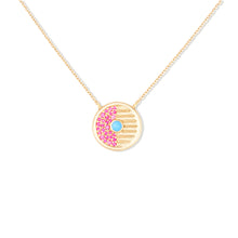 Load image into Gallery viewer, Found Small Disk Pendant Necklace - Pink Sapphire &amp; Turquoise
