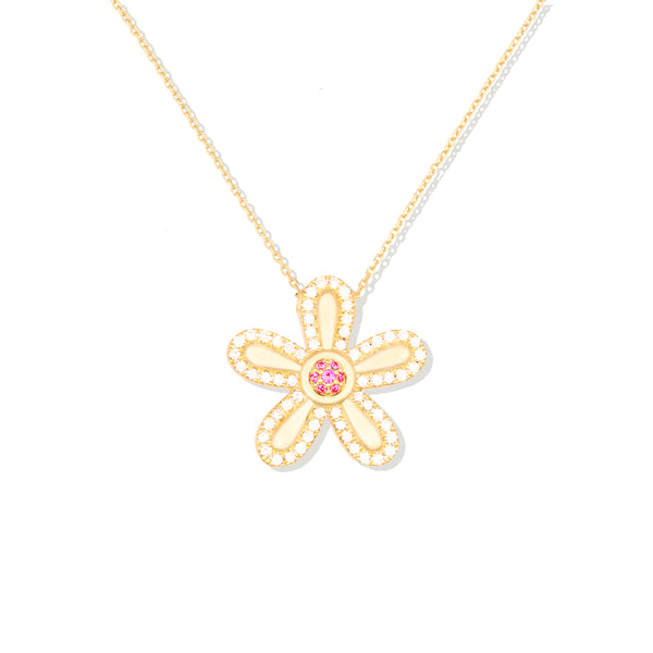 JuJu Flower Charm Necklace - Pink Sapphire