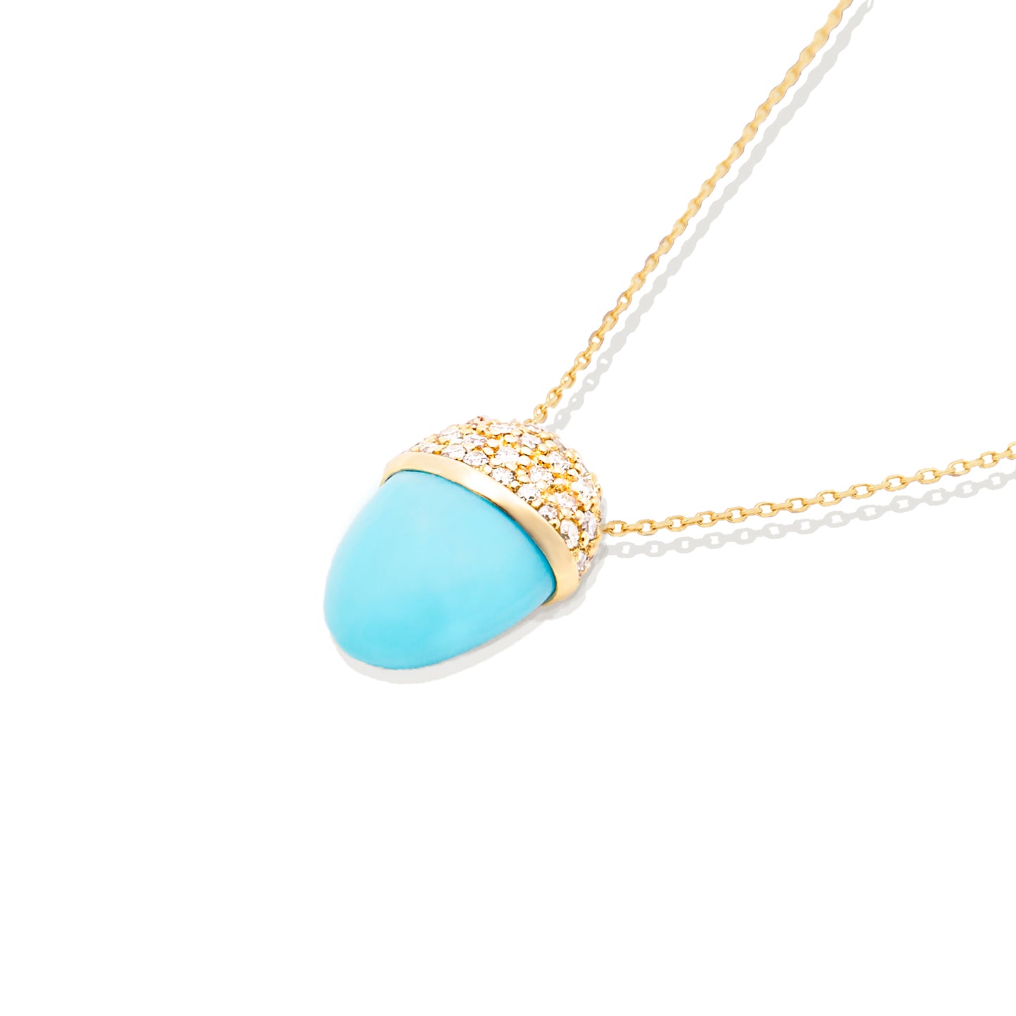 Found Cap Pendant Necklace - Turquoise & Brown Diamond