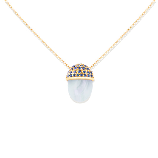 Found Cap Pendant Necklace - Blue Lace Agate & Blue Sapphire